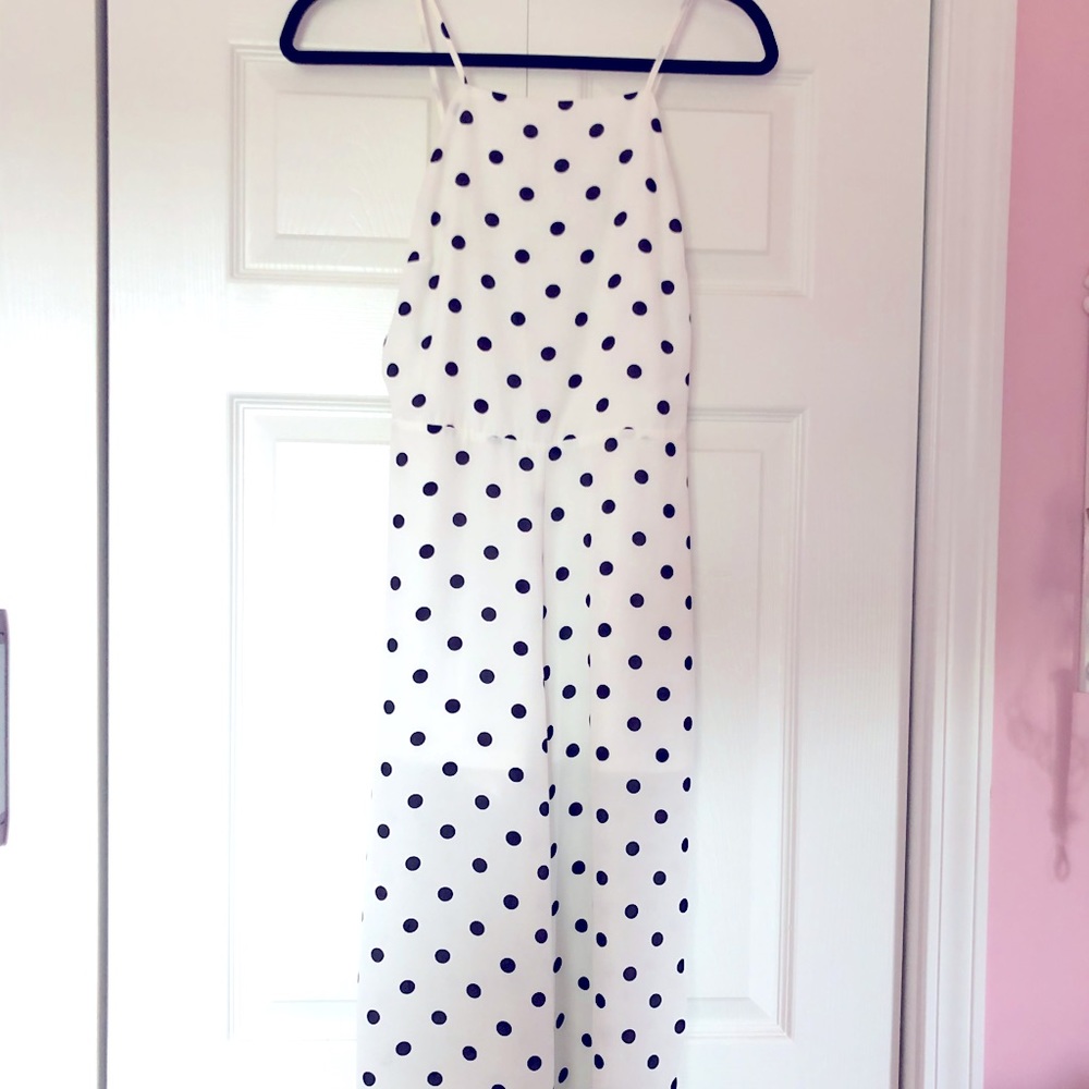 White polka dot jumpsuit